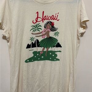 Malibu Shirts Hula Girl Women’s T-Shirt Ivory Vintage Hawaii Graphic Large